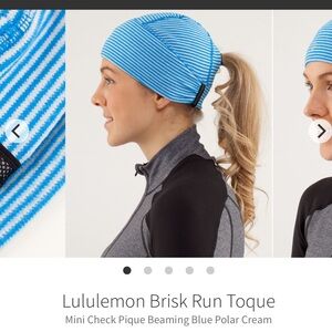 Lululemon Brisk Run Toque Mini Check Pique Beaming Blue Polar Cream
